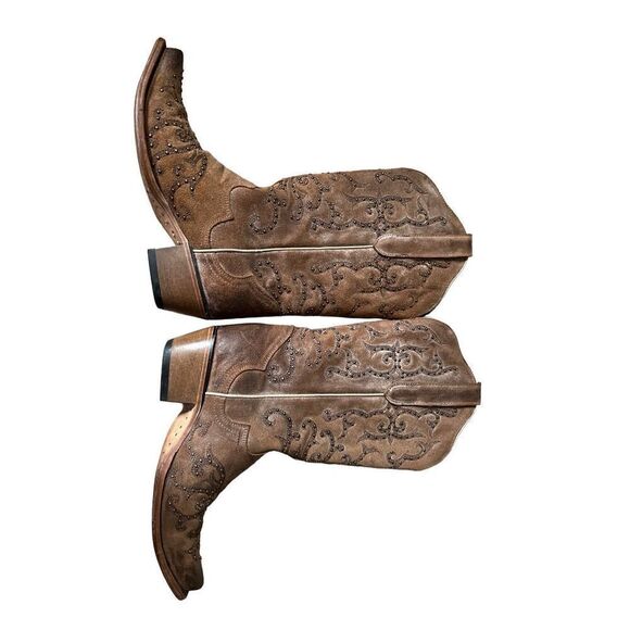 J. B. Dillon Women’s Cowboy Coastal Boots size 9 B Brown Studded - Picture 10 of 14